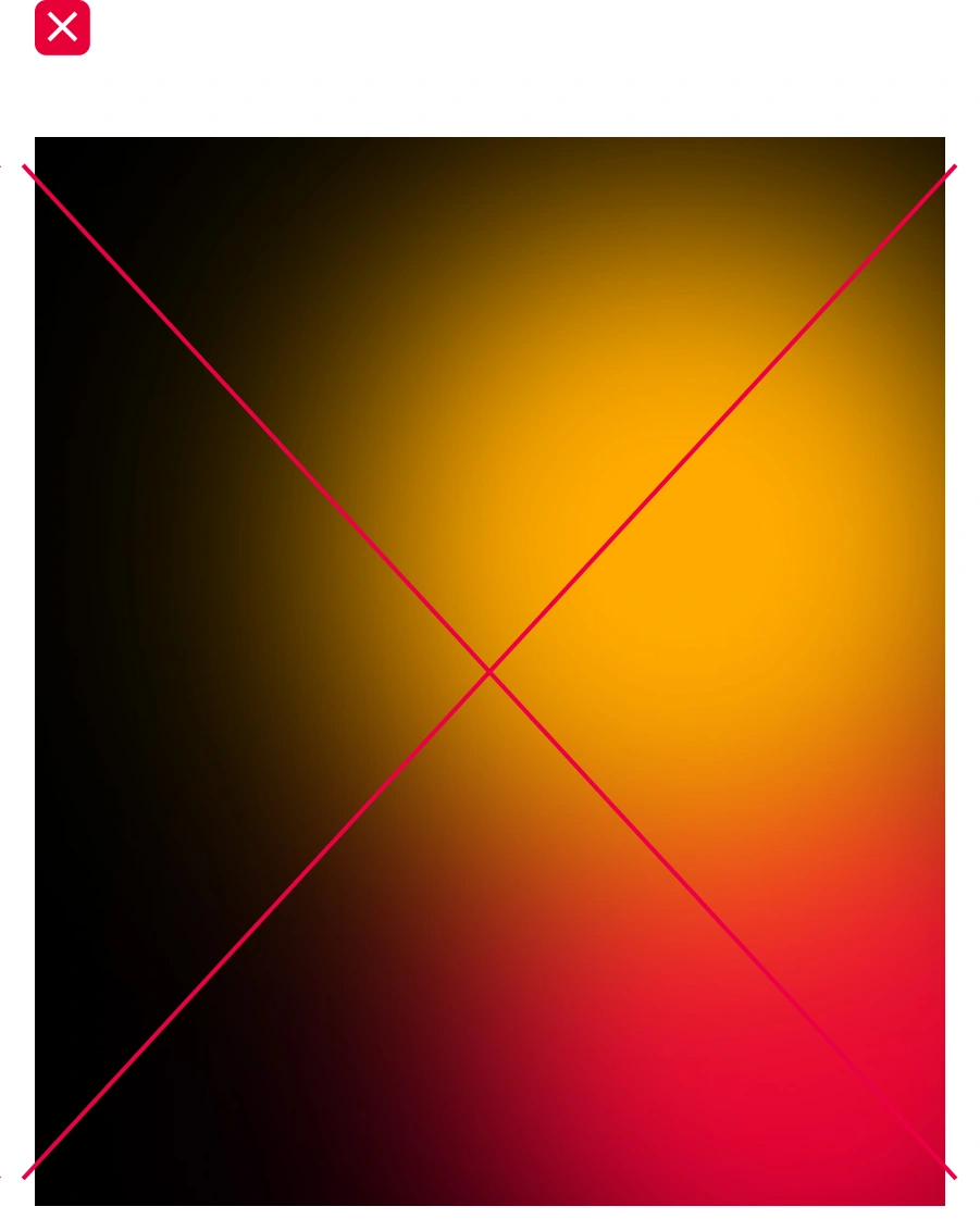 Crossed-out dark gradient with color areas too close together