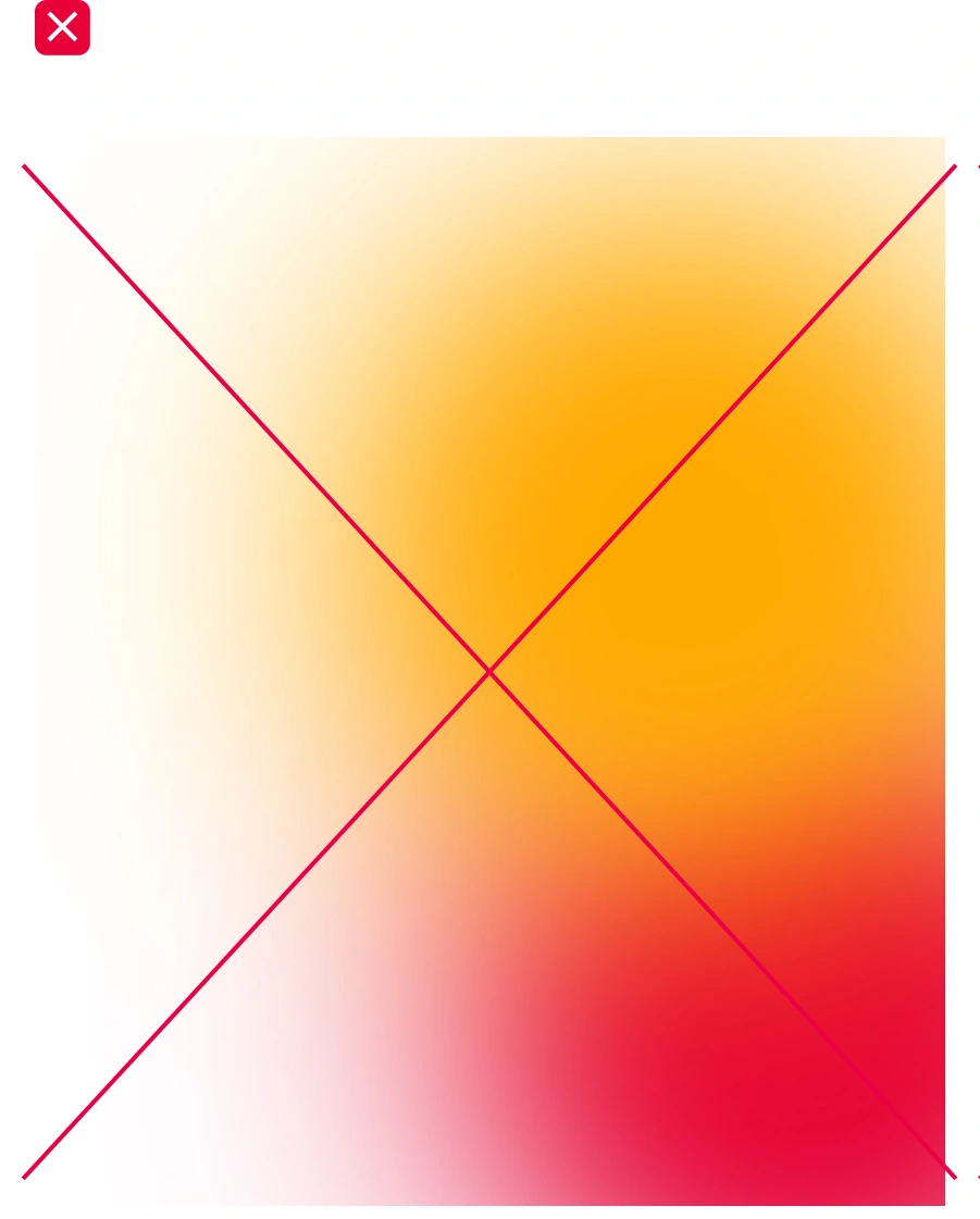 Crossed-out light gradient with color areas too close together
