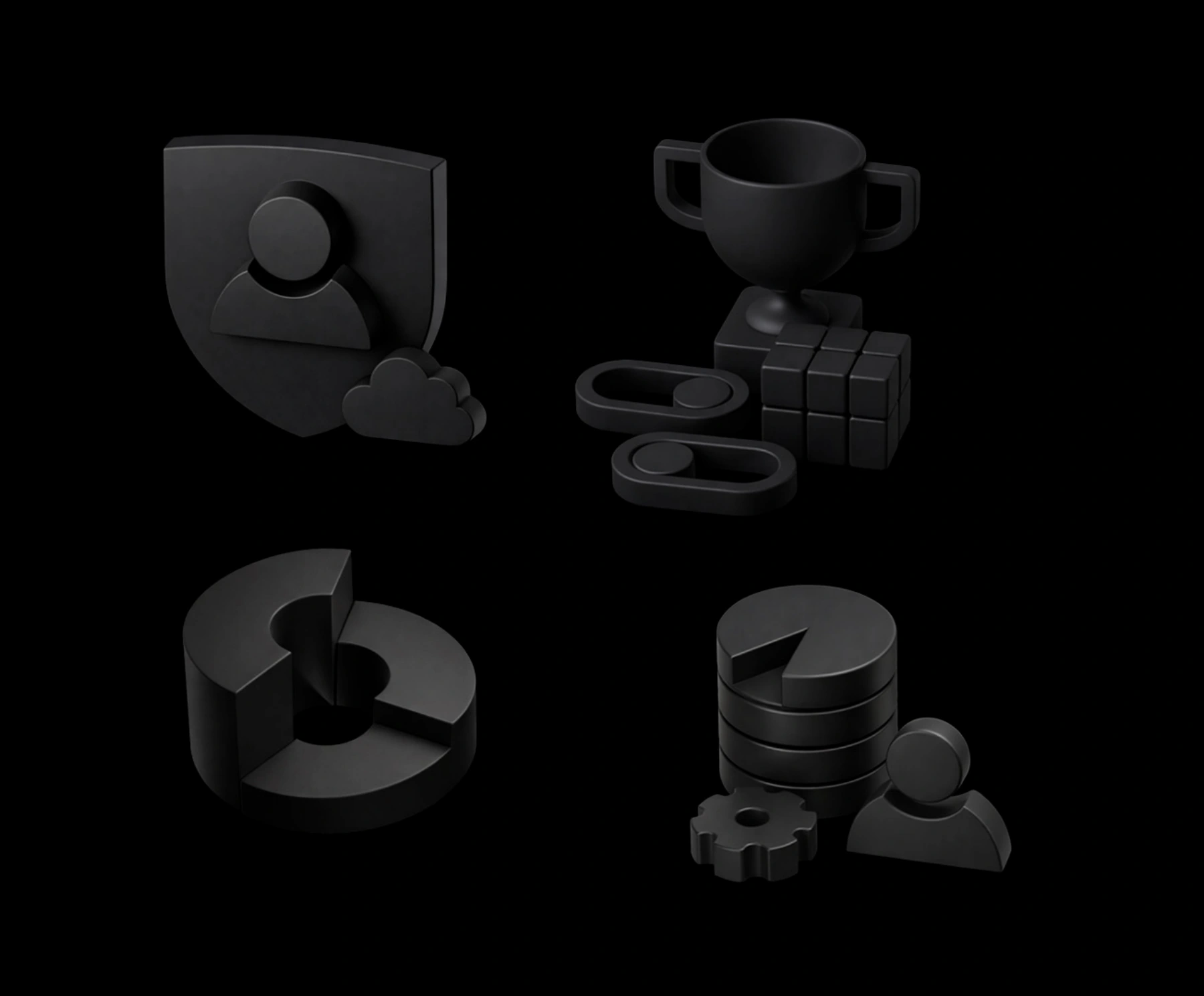 Complete original dark 3D icon set