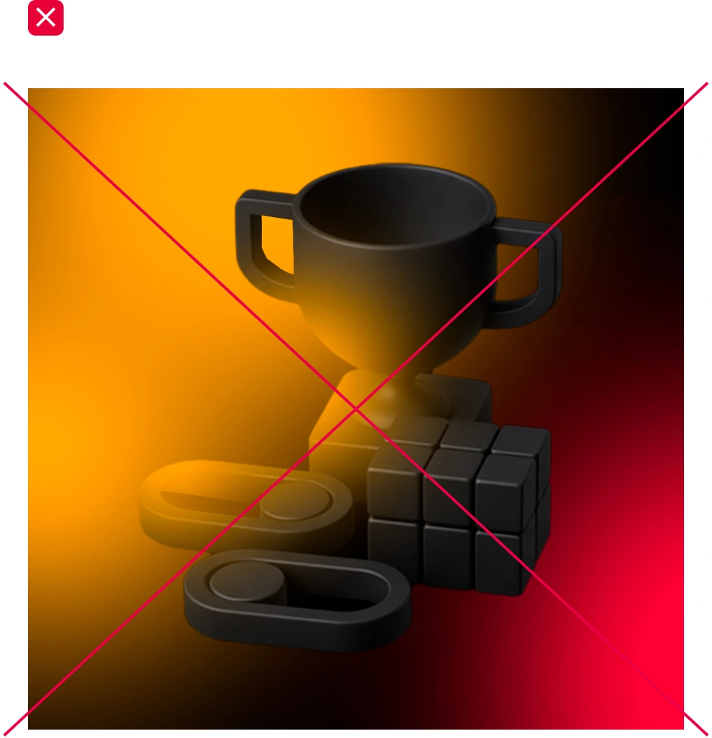 Obscured icon with original cross and error mark